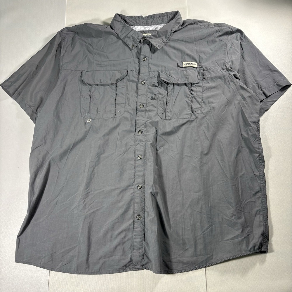 Magellan Outdoors Fish Gear Fishing Shirt Gray 4XL Relaxed Fit Moisture Wicking